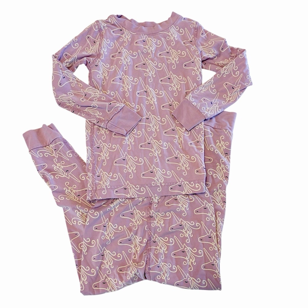 Hanna Andersson Hannasoft Unicorn Pajamas Girls Size 4 Tencel Long Sleeve Pants
